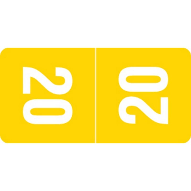 Smead Compatible "2020" Yearband Labels, Laminated Stock 1" x 1/2" - 500 per Roll