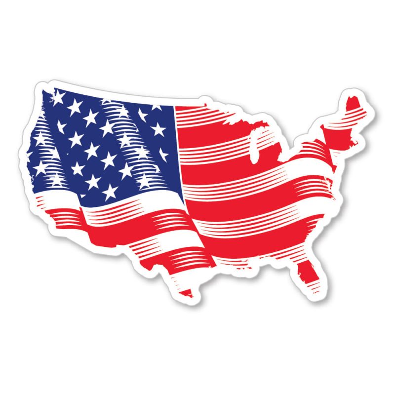 4" x 2-1/2" USA Map Shaped Magnet with USA Flag design (25 Per Pack)