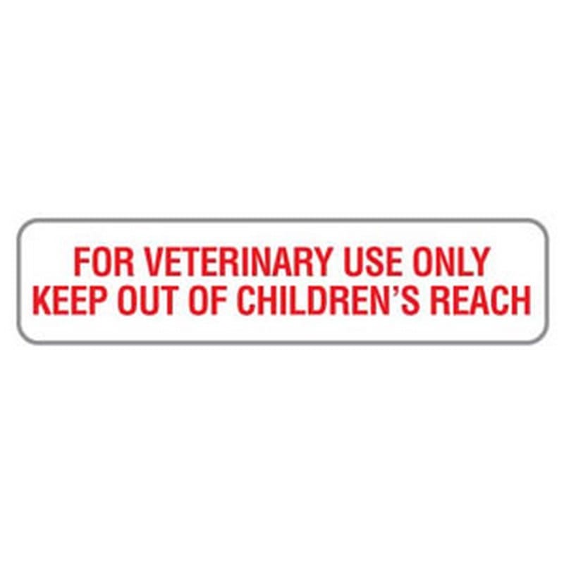 Vet. Use Only 1-5/8" x 3/8" White/Red Label (Roll of 500)