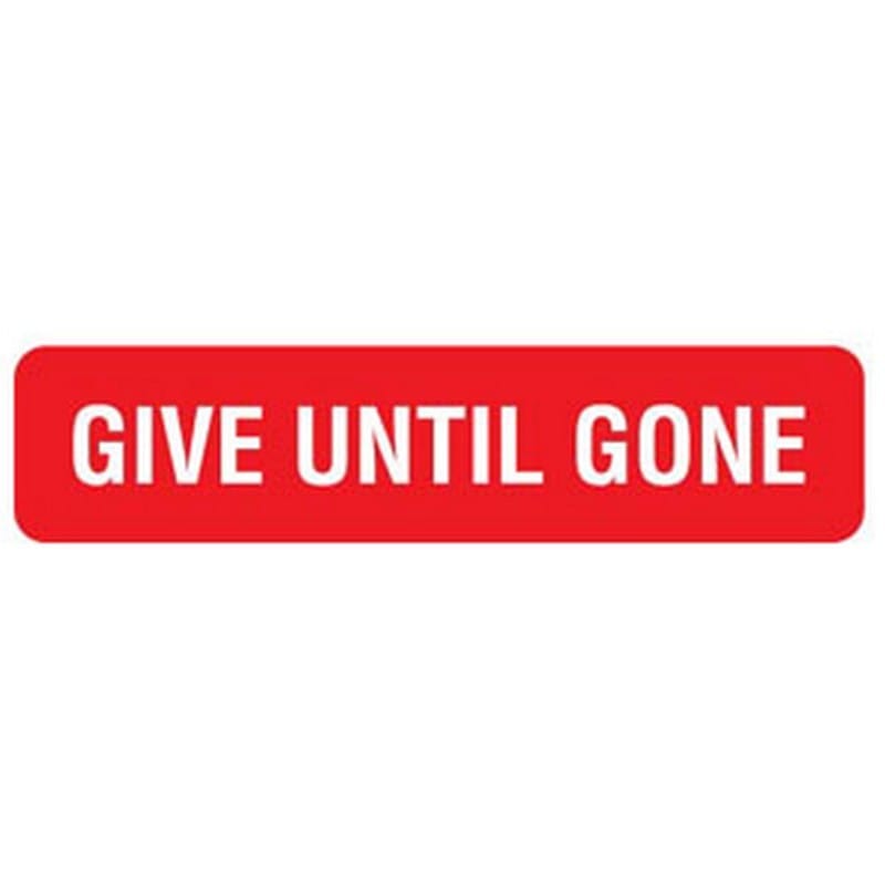 Give Until Gone 1-5/8" x 3/8" Red/White Label (Roll of 500)