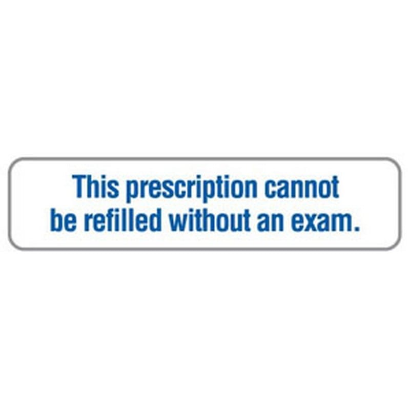 Prescription Cannot Refill Without Exam 1-5/8" x 3/8" White/Blue Label (Roll of 500)