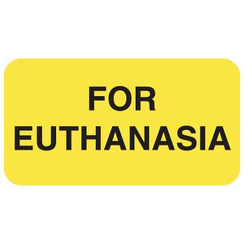 For Euthanasia Labels - 1-5/8" x 7/8" Fl-Yellow Label (Roll of 560) - Image 2