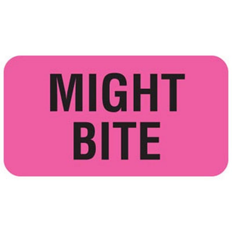 Might Bite 1-5/8" x 7/8" Fl-Pink Label (Roll of 560) - Image 2