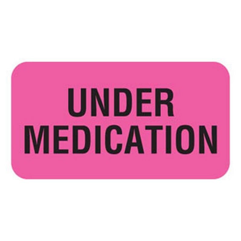 Under Medication 1-5/8" x 7/8" Fl-Pink Label (Roll of 560)