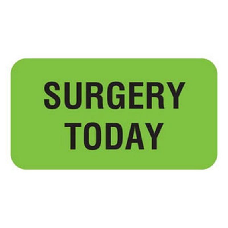 Surgery Today 1-5/8" x 7/8" Fl-Green Label (Roll of 560)