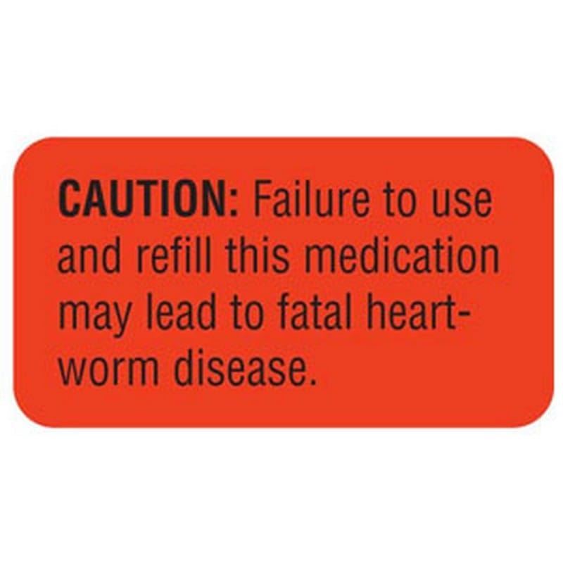Failure Refill Heartworm 1-5/8" x 7/8" Fl-Red Label (Roll of 560)