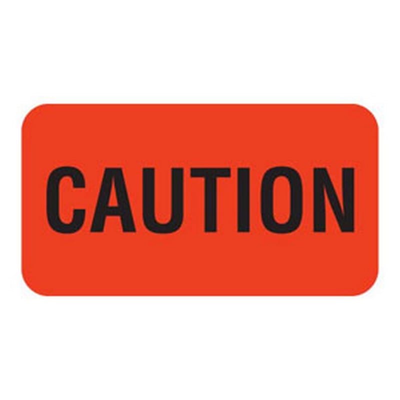 Caution 1-5/8" x 7/8" Fl-Red Label (Roll of 560) - Image 2