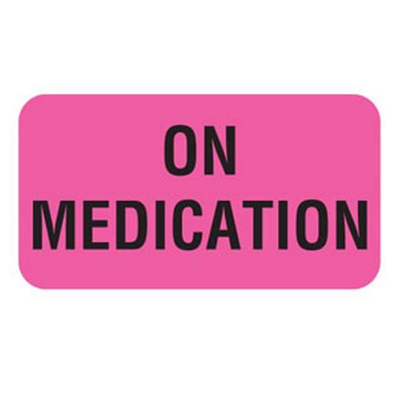 On Medication 1-5/8" x 7/8" Fl-Pink Label (Roll of 560)
