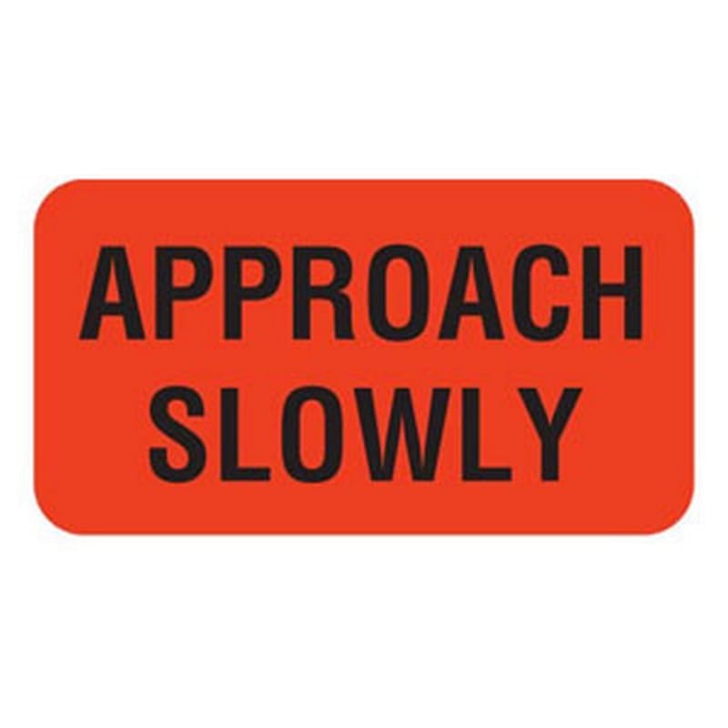 Approach Slowly 1-5/8" x 7/8" Fl-Red Label (Roll of 560)