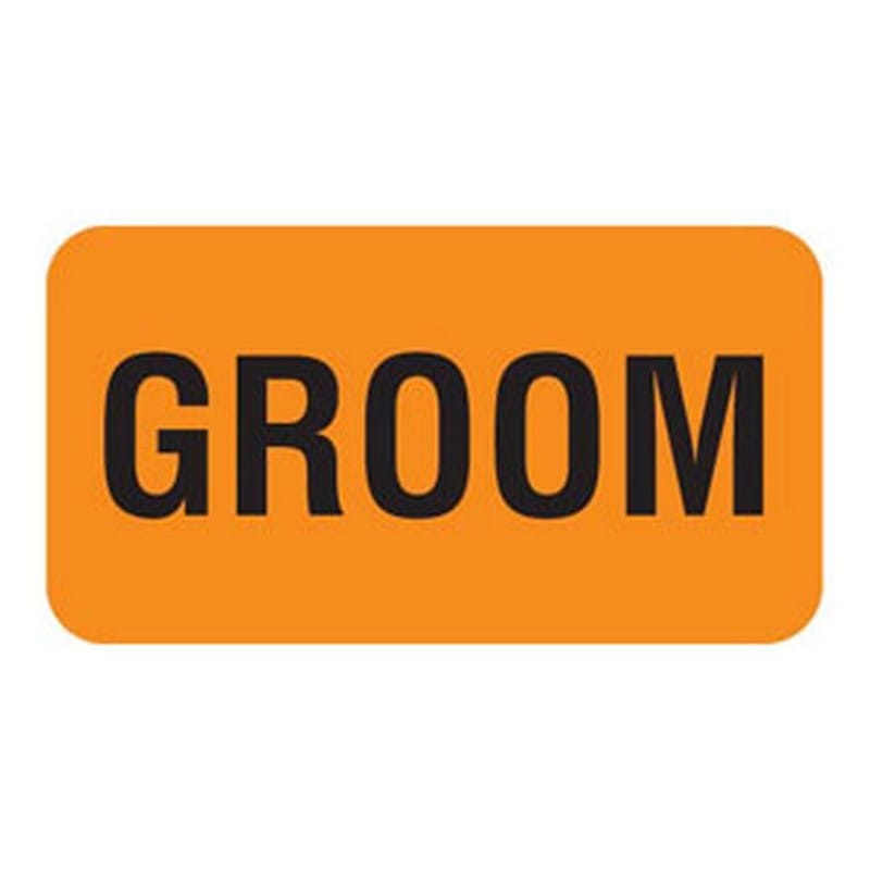 Groom 1-5/8" x 7/8" Fl-Orange Label (Roll of 560)