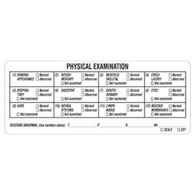 Physical Examination 4-3/4" x 1-7/8" White Label (Roll of 240)