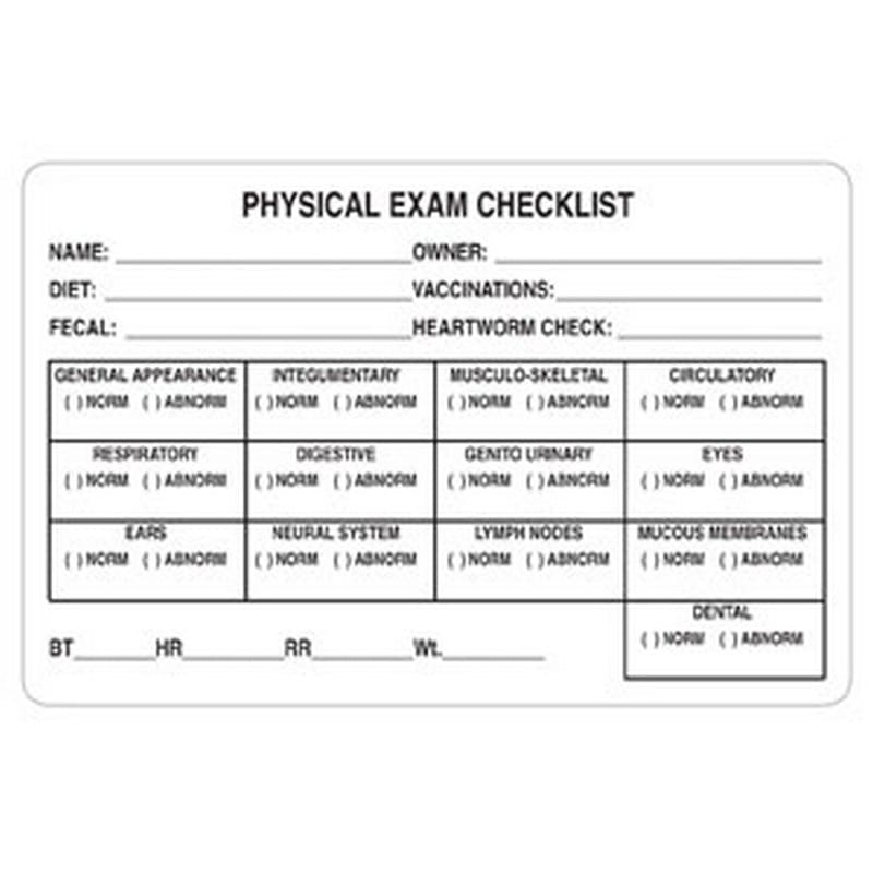 Physical Exam Checklist 4" x 2-5/8" White Label (Roll of 240)