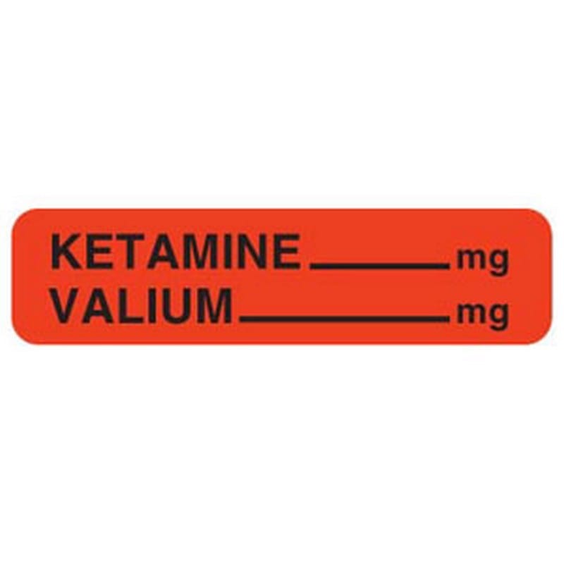 Ketamine/Valium 1-1/4" x 5/16" Fl-Red Label (Roll of 760) - Image 2