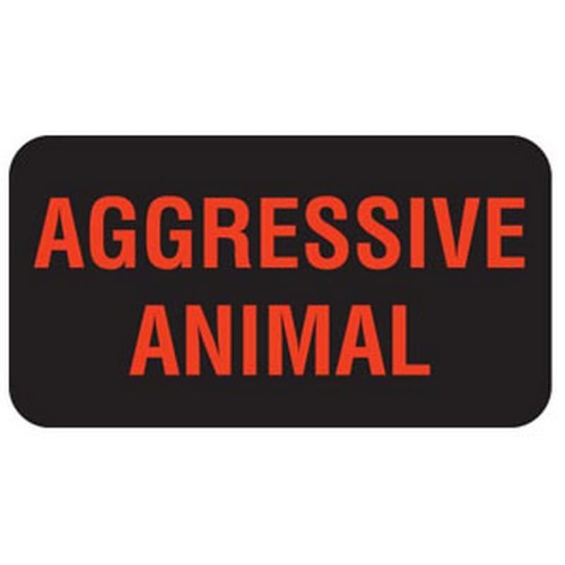 Aggressive Animal 1-5/8" x 7/8" Black Fl-Red Print Label (Roll of 560) - Image 2