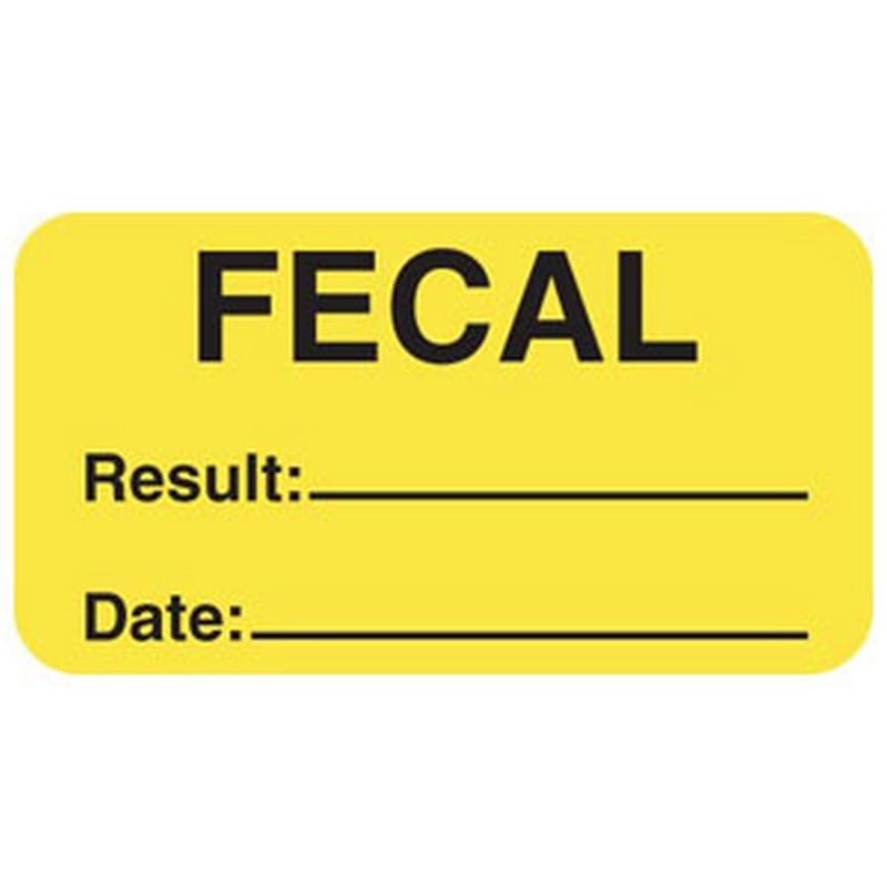Fecal Result Date 1-5/8" x 7/8" Fl-Yellow Label (Roll of 560) - Image 2