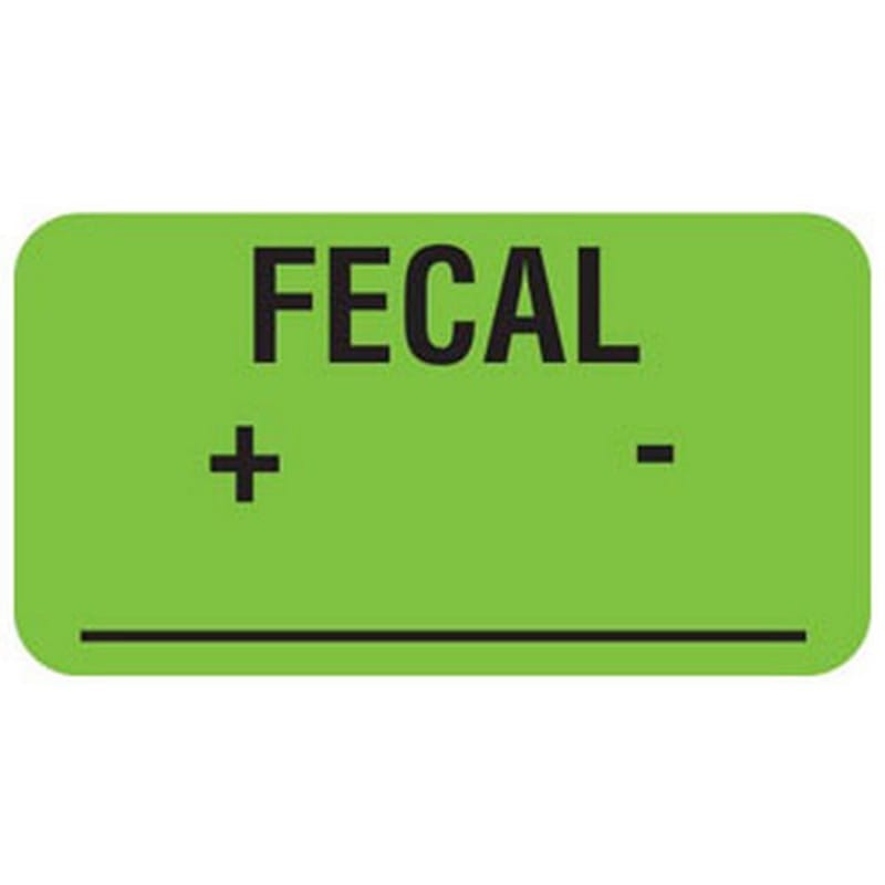 Fecal + - 1-5/8" x 7/8" Fl-Green Label (Roll of 560)