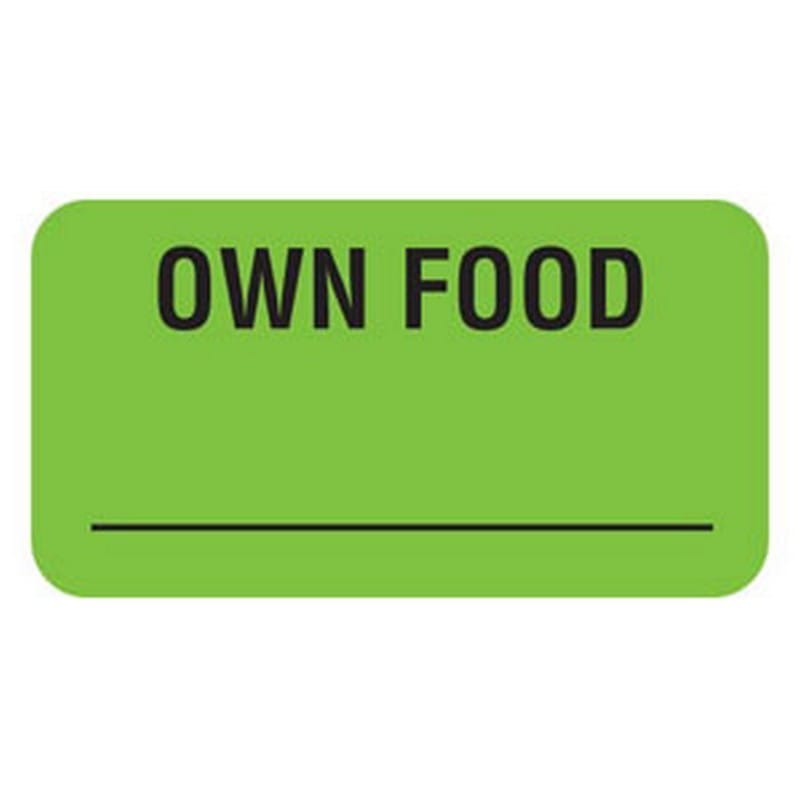 Own Food 1-5/8" x 7/8" Fl-Green Label (Roll of 560)