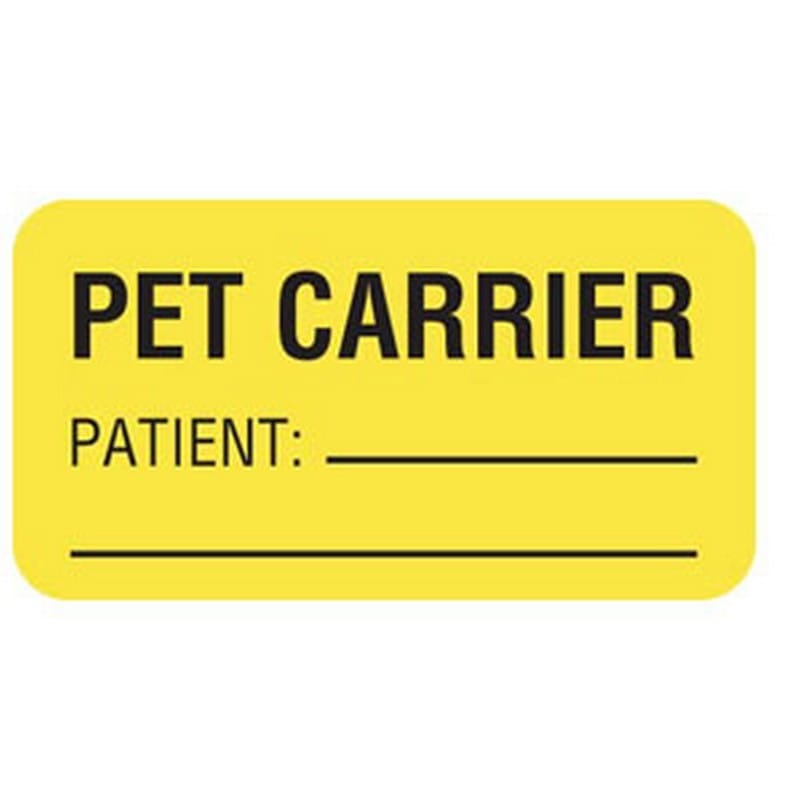 Pet Carrier Patient 1-5/8" x 7/8" Fl-Yellow Label (Roll of 560) - Image 2
