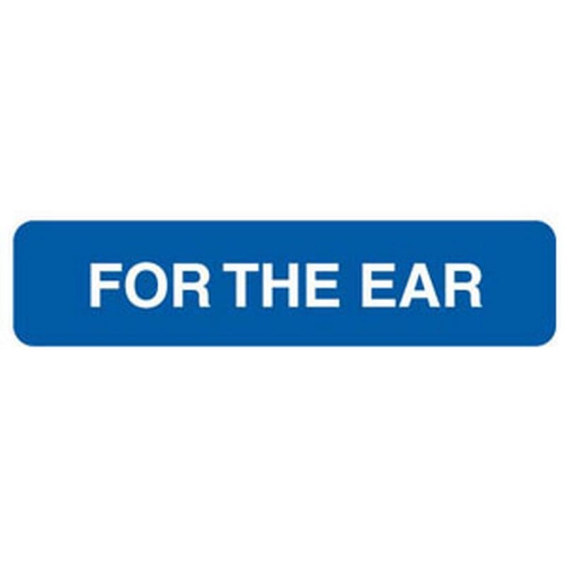 For The Ear 1-5/8" x 3/8" Blue/White Label (Roll of 500)