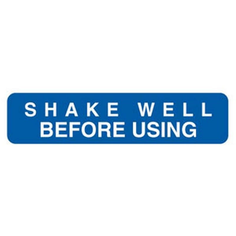 Shake Before Using 1-5/8" x 3/8" Blue Label (Roll of 500)
