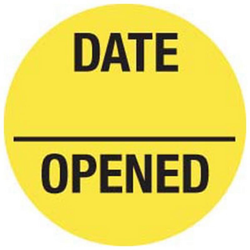 Date Opened 3/4" Diameter Fl-Yellow Label (Roll of 570)