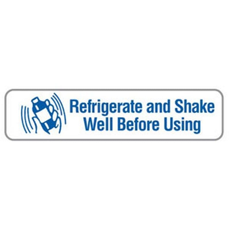 Refrigerate & Shake 1-5/8" x 3/8" White/Blue Label (Roll of 500) - Image 2