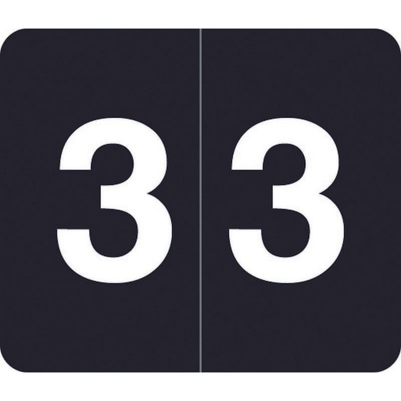 Barkley VA Hospital Compatible Numeric "3" Labels, Laminated Stock, 1/2" X 1" Individual Numbers - Roll of 1000