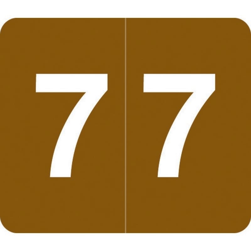 Barkley VA Hospital Compatible Numeric "7" Labels, Laminated Stock, 1/2" X 1" Individual Numbers - Roll of 1000