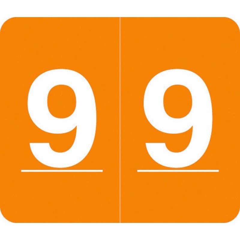 Barkley VA Hospital Compatible Numeric "9" Labels, Laminated Stock, 1/2" X 1" Individual Numbers - Roll of 1000