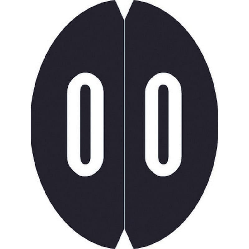 VRE/GBS 8857 Compatible Numeric "0" Oval shapedLabels, Laminated Stock,1-1/8" x 1-1/2" Individual Numbers - Roll of 500