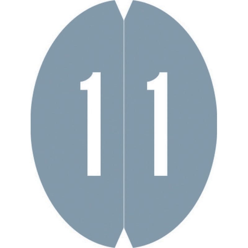 VRE/GBS 8857 Compatible Numeric "1" Oval shapedLabels, Laminated Stock,1-1/8" x 1-1/2" Individual Numbers - Roll of 500
