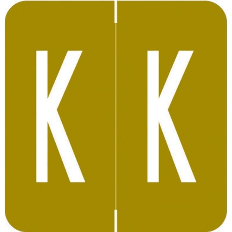 VRE/GBS Compatible "K" Labels, Polylaminated Stock, 1.3 " X 1-1/4" Individual Letters - Rolls of 250
