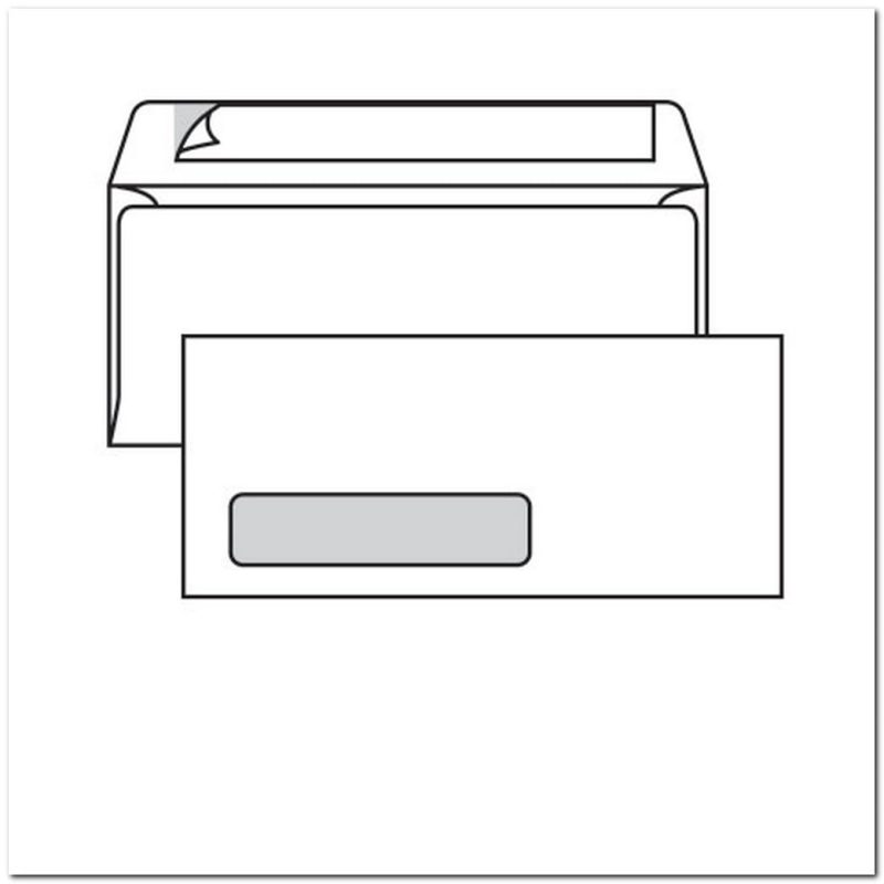 #10 Side Seam Window Kwik-Tak, 4-1/8" x 9-1/2", White, Poly Window, Self-Sealing, Flap Extended (Box of 500)