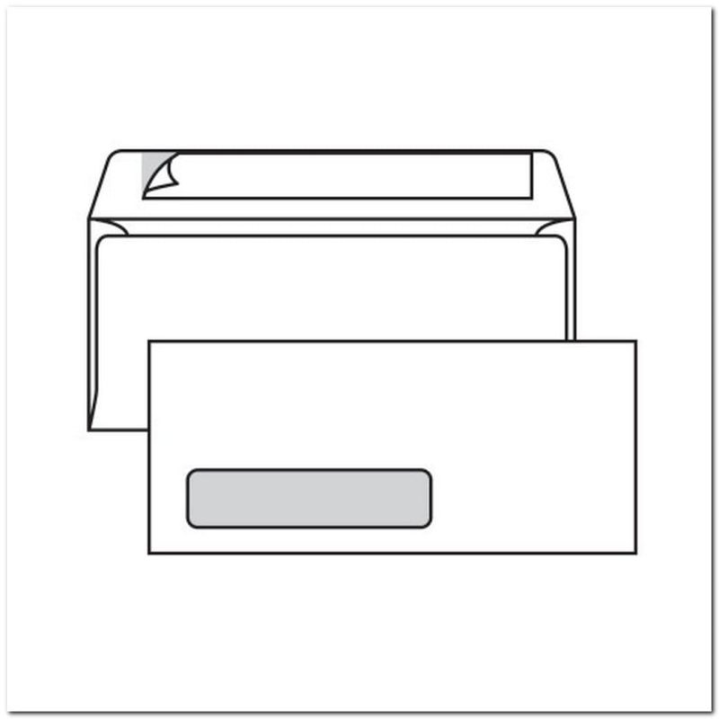 #10 Side Seam Window Kwik-Tak, 4-1/8" x 9-1/2", White, Poly Window, Self-Sealing, Flap Extended (Box of 500)