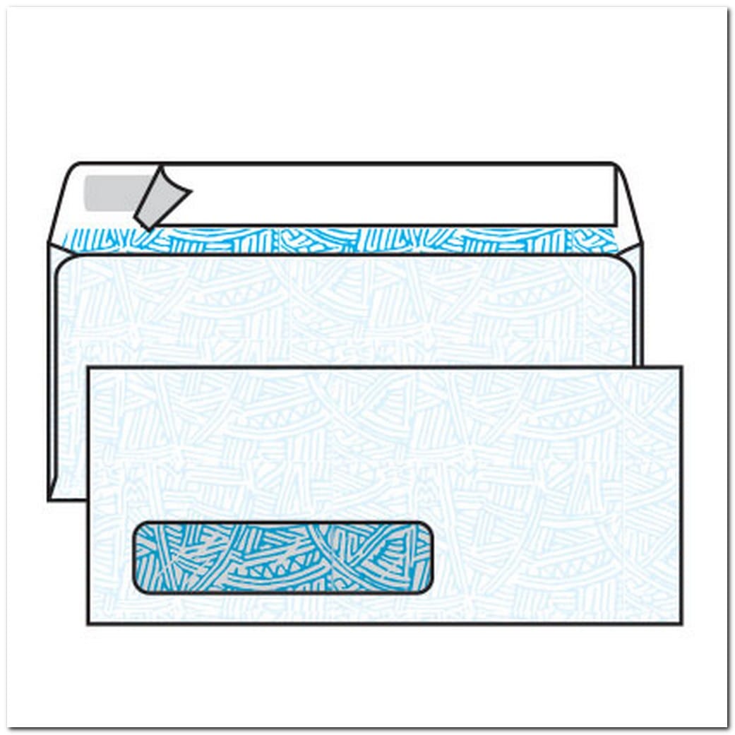 #10 Side Seams Windows Kwik-Tak Wesco Tint, 4-1/8" x 9-1/2", White, Blue Wesco Inside Tint, Poly Window (Box of 500)