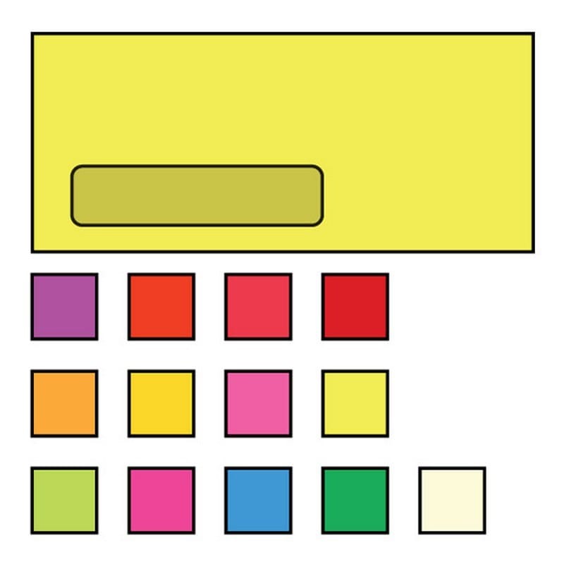 #10 Poly Window Business Envelopes, 4-1/8" x 9-1/2", 24#, Recycled, Brightly Colored Lemon, Acid Free (Box of 500)