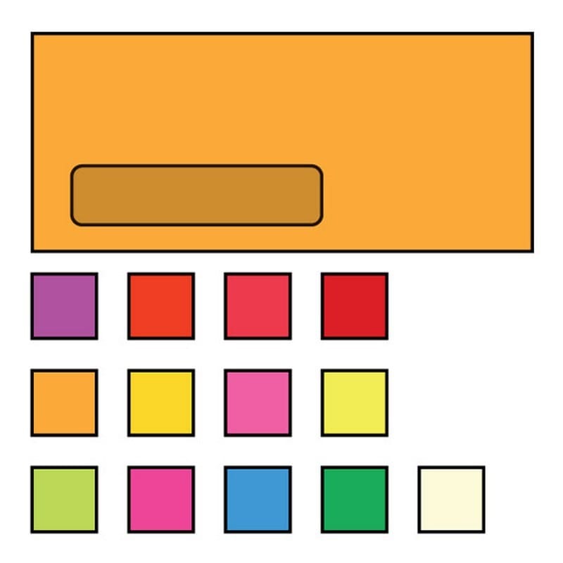 #10 Poly Window Business Envelopes, 4-1/8" x 9-1/2", 24#, Brightly Colored Tangerine, Acid Free (Box of 500)