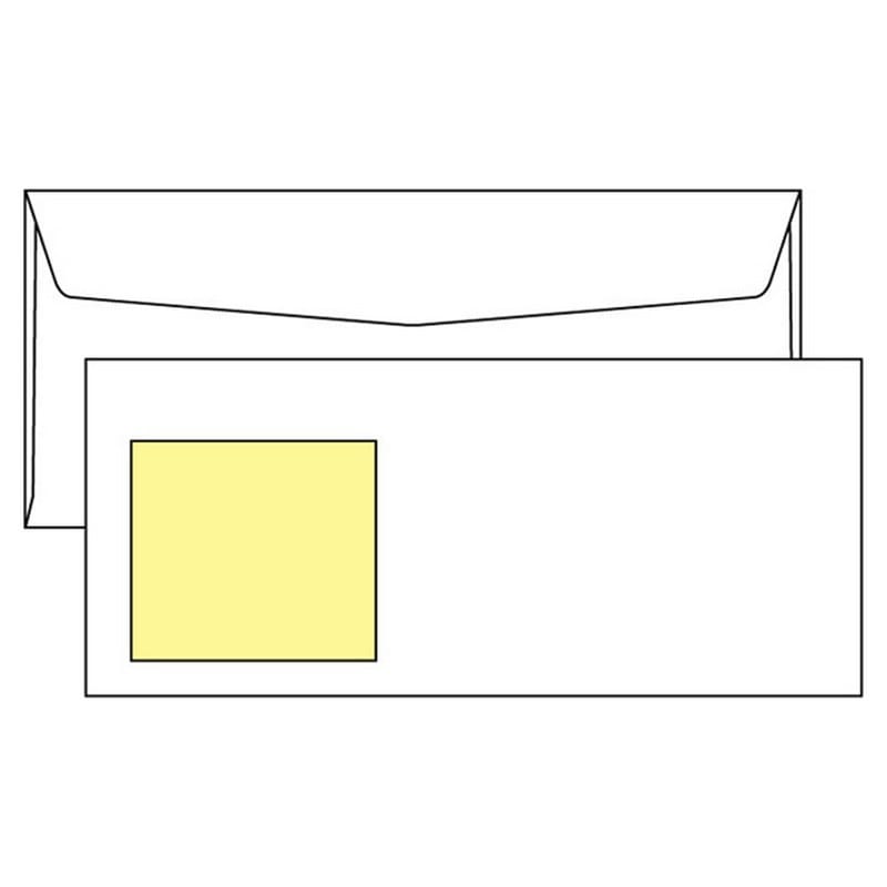#10 4-1/8" x 9-1/2" Peel 'n View Detachable Yellow Note / Hidden Window Envelopes, 24# White 92% Brightness (Box of 500)