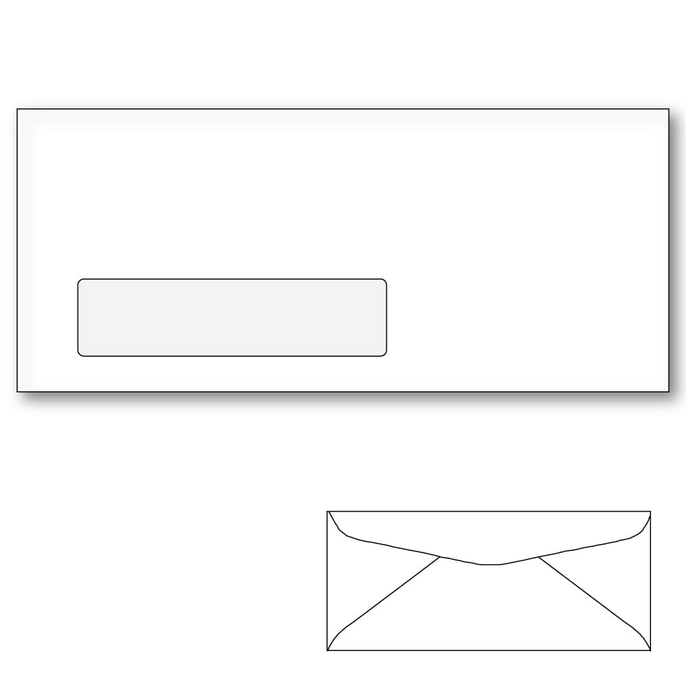 #10 Commercial Window Envelope, Diagonal Seam, White Wove, 4-1/8" x 9-1/2". 2500 per Carton