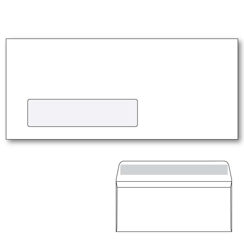 #10 Commercial Window Envelopes, Side Seam, Peel & Seal, White Wove, 24lb. 4-1/8" x 9-1/2". - Carton of 2500