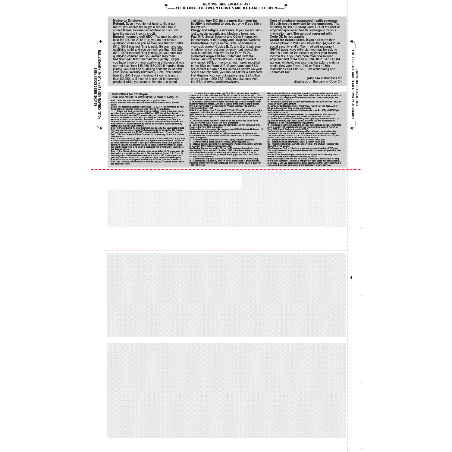 8-1/2" x 14" Blank EZ Fold W2 Tax Forms (Box of 1,000) - Image 3