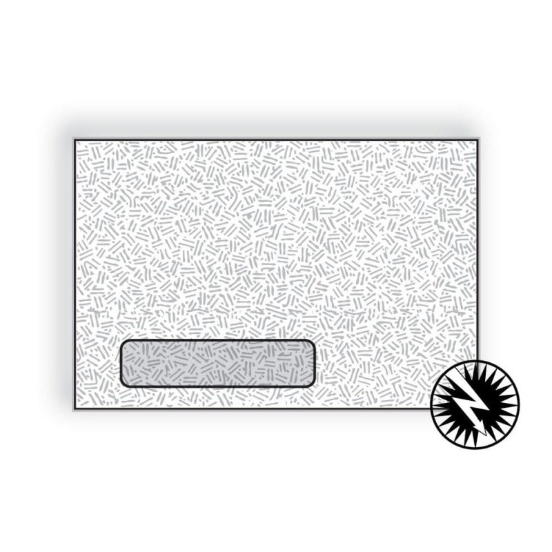 Digi-Clear Window Black Confetti Tint, 6" x 9", 24#, White (92% Brightness), Side Seams, Laser Compatible (Box of 500)