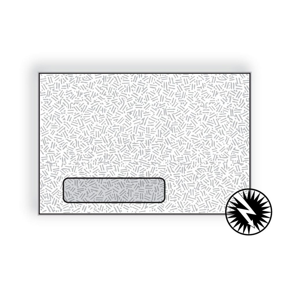 Digi-Clear Window Black Confetti Tint, 6" x 9", 24#, White (92% Brightness), Side Seams, Laser Compatible (Box of 500)