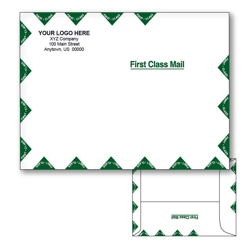 Custom Printed 9" x 12" 1st Class Catalog Envelopes, White Wove, 28 lb, Standard Flap (Box of 500)