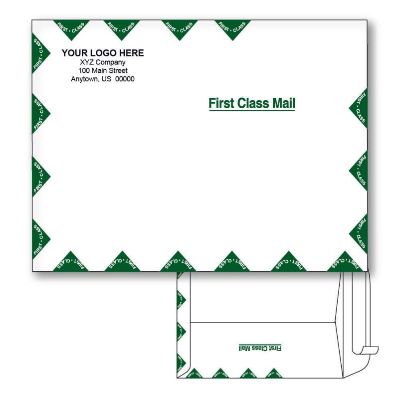 Custom Printed 9" x 12" 1st Class Catalog Envelopes, Peel & Seal Closure, White Wove, 28 lb, Standard Flap (Box of 500)
