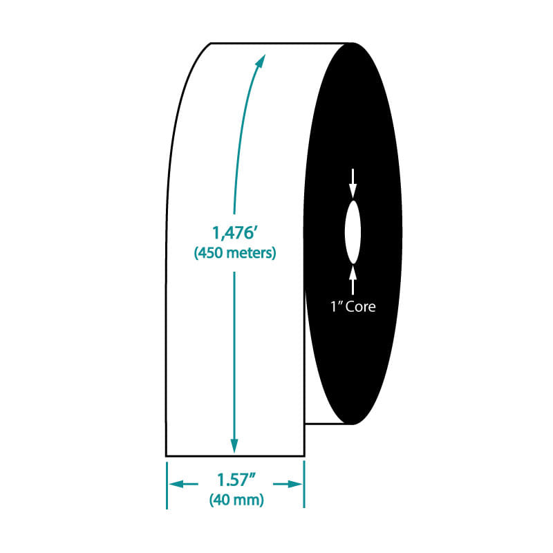 1.57" x 1476' TDW101 Resin Enhanced Wax Barcode Ribbon for Zebra Printers (6 Ribbons per Case)