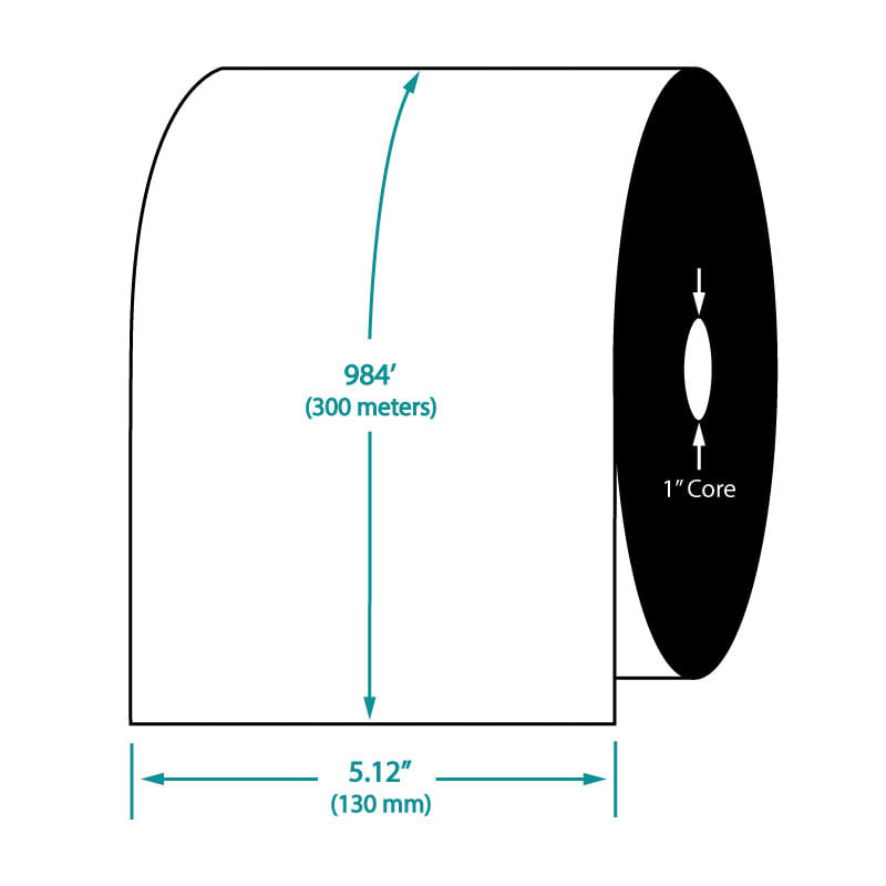 5.12" x 984' TDW101 Resin Enhanced Wax Barcode Ribbon for Zebra Printers (6 Ribbons per Case)