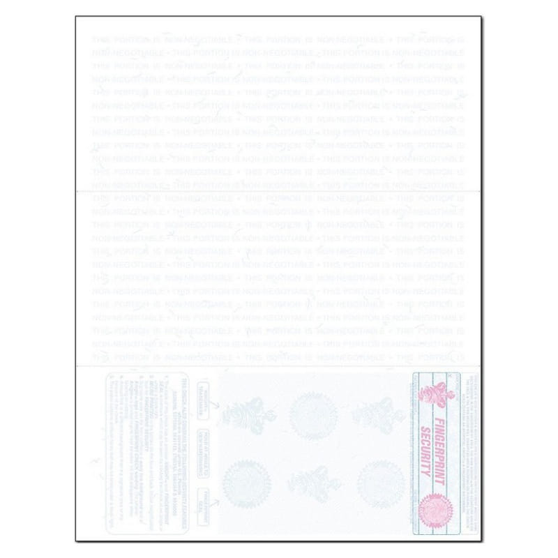 Green to Blue Rainbow Laser Check, Bottom Position, Fingerprint II, Panels at 7-1/3 - 3-2/3 (Ream of 500)