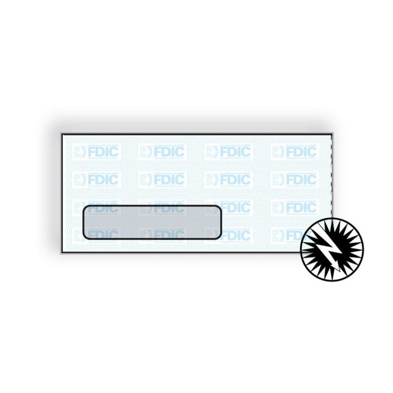 #10 Digi-Clear Window Envelopes, 4-1/8" x 9-1/2", White Sulphite, Blue FDIC Inside Tint, Diagonal Seams (Box of 500)
